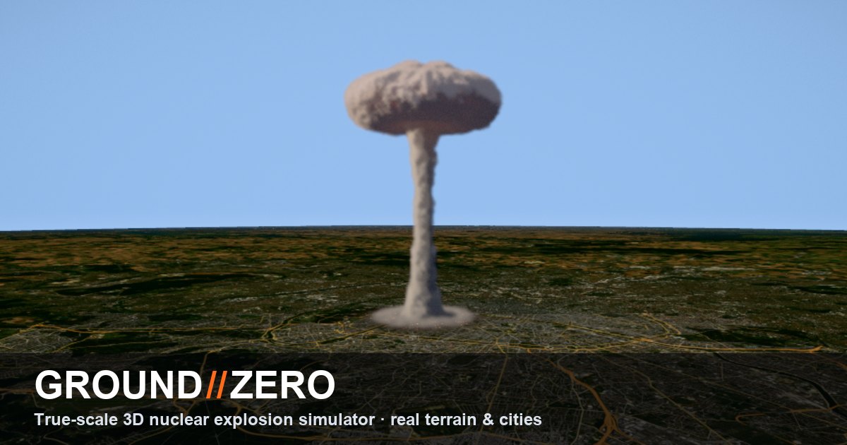 A true-scale mushroom cloud rising over Paris in the GROUND//ZERO simulator